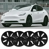 19-Zoll-Radabdeckungen für 2020-2022 Model Y-Felgen, 4er-Set, 19-Zoll-Mattschwarz-ABS-Rost-Radnabenkappen, Ersatz-Radnabenkappen, Felgenschutzabdeckung für Modell Y