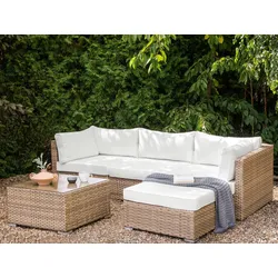 Lounge Set SANO PE Rattan Natürlich Linksseitig