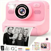 POPOLIC 1080P Kinderkamera - Selfie Digitalkamera Kinder mit 32GB Sofortbildkamera (inkl. Rosa, Geburtstagsgeschenk Spielzeug ab 3-11 Jahre Mädchen Jungen) rosa