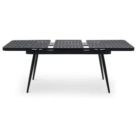Idimex Gartenmöbel Set mit ausziehbarem Esstisch und 8 Stühlen, Esstisch Gestell aus Alu in schwarz, Seilbespannung der Stühle in grau, Essgruppe... - Schwarz