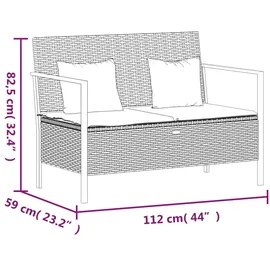 vidaXL Gartenbank 2-Sitzer 59 x 83 x 59 cm Grau