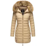 MARIKOO Damen Winter Übergangs Jacke Winterjacke Stepp Mantel gesteppt B647 [B647-Rosen-Beige-Gr.M] - M