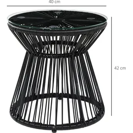 Outsunny Beistelltisch, Runder Kaffeetisch mit Hohltrommel-Design, Metall