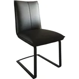 DeLife Freischwinger Lelio-Flex Echt-Leder Schwarz Freischwinger flach Schwarz Taschenfederkern