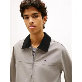 Tommy Hilfiger Blouson TOMMY JEANS "TJM REGULAR COTTON RANCH", Herren, Gr. S, grau (limestone dust), Web, Obermaterial: 100% Baumwolle, unifarben, regular fit normal, Rundhals, eingesetzt abgesteppte Kante, Jacken Blouson, Regular fit mit Umlegekragen
