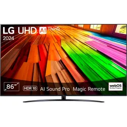 LG LED-Fernseher, F (A-G), schwarz, 86, Fernseher