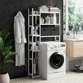 Vicco Waschmaschinenschrank Weiß, 78.5 x 163 cm mit 2 Vliesschubladen