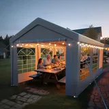 arvioo Pavillon 3x6, Mach Dein Garten zur Partyzone, Partyzelt mit 2 Seitenwänden & 2 Giebelteilen, UV-beständig & Wasserdicht, Festzelt aus Verzinkte Stahlgestänge & PE-Plane (Grau)