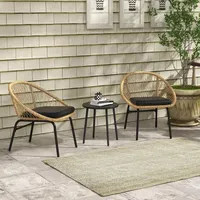 Outsunny Rattan Set 3-tlg. Gelb