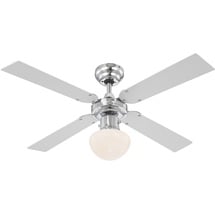 GLOBO Champion 105 cm Deckenventilator silber/weiß/chrom mit Licht & Zugschalter 0330