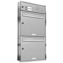 AL Briefkastensysteme 2er Premium Edelstahl Unterputz Briefkastenanlage Silber inkl. Zeitungsfach