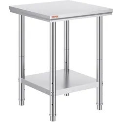 VEVOR Edelstahl Arbeitstisch 60 cm x 60 cm Essenszubereitung für die Zubereitung von Mahlzeiten, Nähen, Waschen, Basteln, Garagennutzung usw.
