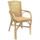 Dekoleidenschaft Rattanstuhl Rattansessel, natur lackiert, 4 verschiedene Modelle, Korbsessel, Balkonmöbel mit Komfort Sitzhöhe, Cocktailsessel, Gartenmöbel beige