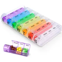 Alyvisun Tablettenbox 7 Tage 4 Fächer, Pillendose Morgens Mittags Abends vor dem Schlafengehen, Wochen Medikamentenbox Klein Pillenbox Tabletten Organizer Abnehmbar Tablettendose für Reisen Unterwegs