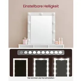 VASAGLE Schminktisch weiß rechteckig, Wangen-Gestell weiß, 80,0 x 40,0 x 145,0 cm