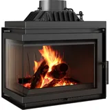 Kamineinsatz Gusseisen SIMPLE links 8 kW Ø 200 mit Türfeder - Schwarz