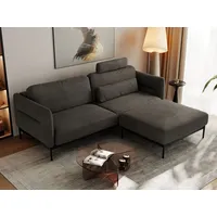 Ecksofa SALENTO L Velvet Dunkelgrau - Dunkelgrau