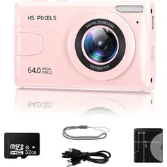 Digitalkamera - 4K Ultra HD Video, 64 MP Foto, 18x Zoom, Vollformat-Digitalkamera (LCD Display ideal als Geschenk für Kinder 6-18) - Rot