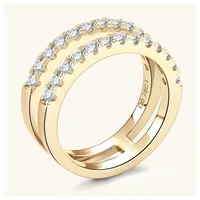 ROUGEMONT Verlobungsring Handgefertigter Moissanit Ring 925 Silber Ring 18K Gold+Zertifikat, Echtschmuck mit Echtheitszertifikat goldfarben