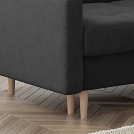 möbel punkt Ecksofa OSLO Webstoff Schwarz mit Bett Bettkasten Sofa Schlafsofa Ottomane universell Links oder Rechts