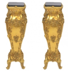 Casa Padrino Barock Marmor Säulen Set Gold / Schwarz - Marmor Säule (2 Stk)