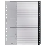 Leitz Register mit 20 Taben, A-Z, Extrabreit, Umweltfreundlich, Recycle-Serie, Grau, 12070000