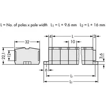 WAGO 264-238 Klemmenleiste 10mm Zugfeder Belegung: L Grau 50St.