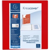 Exacompta 51845RE Ringbuch aus festem PP, 4 Ringe 60 mm, Rücken 90mm, DIN A4, 1 Stück, rot