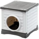 Ferplast - Hundehütte & Katzenzwinger Außenzwinger - Kaninchenhaus - Stabiler recycelter Kunststoff - PETVILLA 50, 38,5 x 43 x h 38,5 cm