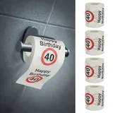 Toilettenpapier 4er Set "Happy Birthday 40" │40.Geburtstag 24 Meter 2-lagig 180gr/qm │ Klopapier Motivpapier WC-Papier (4 x Toilettenpapier 40)