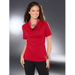 Wasserfallshirt INSPIRATIONEN "Shirt", Damen, Gr. 48, rot, 95% Viskose, 5% Elasthan, unifarben, Wasserfallausschnitt, Kurzarm, Shirts