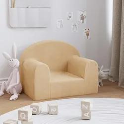 Kindersofa Creme Weicher Plüsch