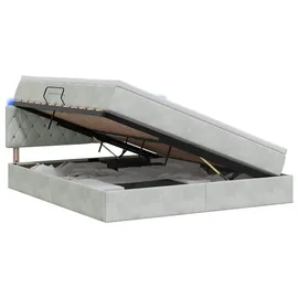 vidaXL LED-Speicherbett 140 x 200 cm Hellgrau