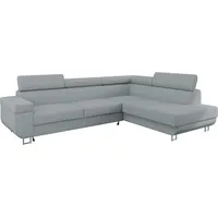 MIRJAN24 Ecksofa Fonti Cord, Eckcouch mit Schlaffunktion und Bettkasten, L-Form Sofa vom Hersteller (Poso 55, Seite: Rechts) - Grau