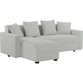 Ecksofa "KILLAM, 217 cm, L-Form, mit Schlaffunktion u. Bettkasten", beige (creme), B:217cm H:85cm T:154cm, 100% Polyester, Sofas, Ecksofa, Schlaffunktion u. Bettkasten, links/rechts, Cord und Webstoff