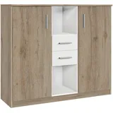 WIMEX Kombikommode 124 x 105 x 41 cm Eiche San Remo / Weiß