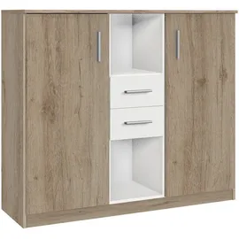 WIMEX Kombikommode 124 x 105 x 41 cm Eiche San Remo / Weiß