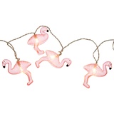 Konstsmide 3132-343 Motiv-Lichterkette Flamingo Innen batteriebetrieben Anzahl Leuchtmittel 10 LED Dekolichterkette, Flamingos, mit 6h Timer, warm weiße Dioden, transparentes Kabel grün