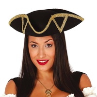 Piratenhut Admiral Pirat Hut Dreispitz schwarz Kostüm Verkleidung Karneval Motto