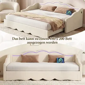 stilvora Schlafsofa Polsterbett 90 x 200 cm Holz/Metall beige