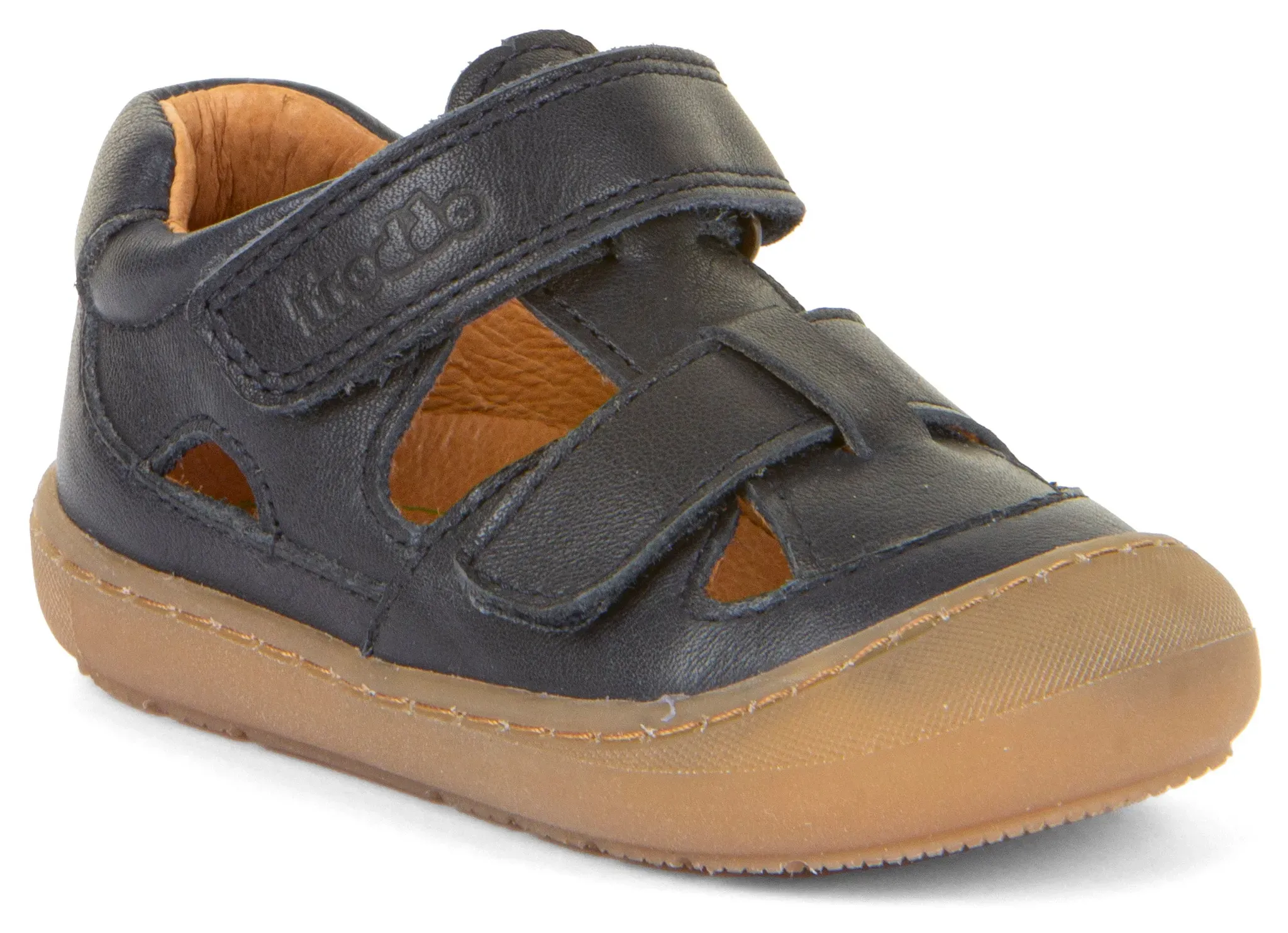 Sandale FRODDO "Ollie Sandal", Kinder, Gr. 21, blau (dunkelblau), Leder, unifarben, sportlich, Schuhe, Babyschuh, Klettschuh, Lauflernschuh mit luftigen Löchern