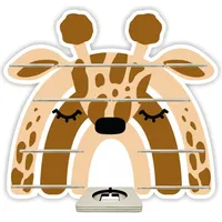 Farbklecks-Collection Tonie Regal Regenbogensafari Giraffe, Wandregal für bis zu 50 Hörfiguren, Maße 6 x 56 x 49 cm, mit speziellem Ablagefach kompatibel mit Toniebox, handgefertigt in Deutschland