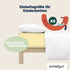 schlafgut Casual Mini Spannbettlaken für Baby- & Kinderbett, 60x120cm - 70x140cm, Spannbetttuch 100% Bio-Baumwolle, Yellow Mid