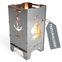 MOCAVI Edelstahl Feuertonne Heimathafen 73 cm | 3 mm V2A personalisiert