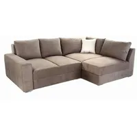 luma-home Federkern Ecksofa Schlafcouch L-Polsterecke mit Topper Bettkasten in Hell-Braun & Hellbraun