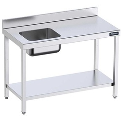 Tisch Inox. Chef linke Schale mit Ablage 1800x700mm