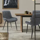 2er Set Esszimmerstühle Wohnzimmerstühle Küchenstuhl Anthrazit  PU-Kunstleder