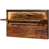 MASSIVMOEBEL24.DE Wandgarderobe Toronto Lux 100 x 60 x 35 cm Walnuss