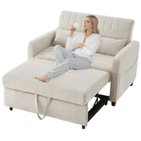 Refined Living Schlafsofa Zweisitzer-Klappsofa,Klapp-Sofa-Bett,Sofa mit Bettfunktion,2-in-1 Sofa, Hautfreundlich, weich und langlebig, Sofa und Bett in einem, 3-fach verstellbare Rückenlehne, Schlafcouch, 2-Sitzer Sofa, ausziehbares Schlafsofa, Gästebett, Sofa für kleine Wohnung, Schlafcouch Leinen, Sofabett klappbar mit Schlaffunktion & 2 Kissen, Kompaktes Sofa, Sofa für Studentenwohnheim, Platzsparendes Design, Robuste Konstruktion 1 Teile, für Kleine Wohnungen, Gästezimmer, Wohnzimmer,Büro,Studentenwohnheime beige