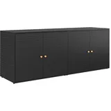 vidaXL Gartenschrank Geräteschrank Haushaltsschrank Beistellschrank Aufbewahrungsschrank Schrank Garten Balkon Schwarz 198x55,5x80cm Poly Rattan